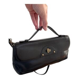 Vintage Cole Haan Black Leather Top Handle Shoulder Bag Clutch